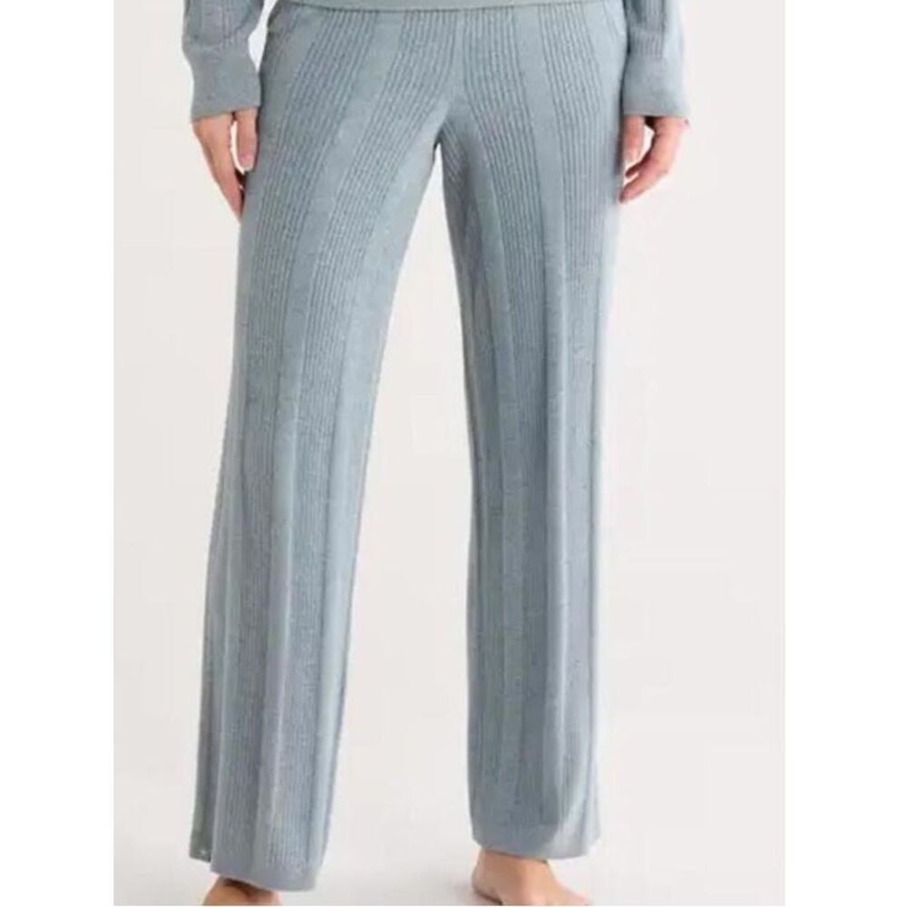 Barefoot Dreams Blue Cozychic Ultra Lite Metallic Ribbed Loungewear/PJ Pants